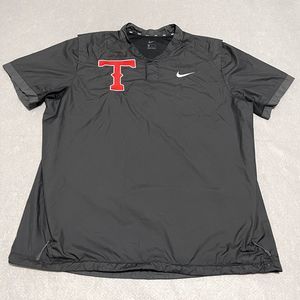 Nike Texas Rangers Pullover Jacket Mens XL Black Coach Sideline V Neck Vented